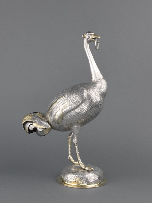 A FIGUE OSTRICH CAPUCINES BB WITH SILVER HARDWARE