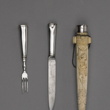 Knife and fork with scabbard