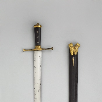 Sword with scabbard, knife and three gunner's probes