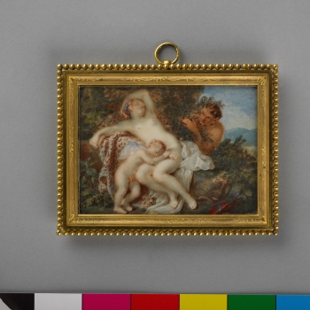 Venus and Cupid surprised by a Satyr