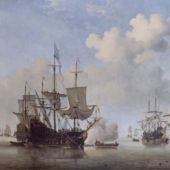 Calm: Dutch Ships coming to Anchor