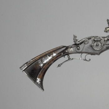 Combined match- and wheel-lock gun with ramrod