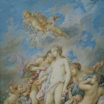 Love offering the Apple to Venus (after Boucher)