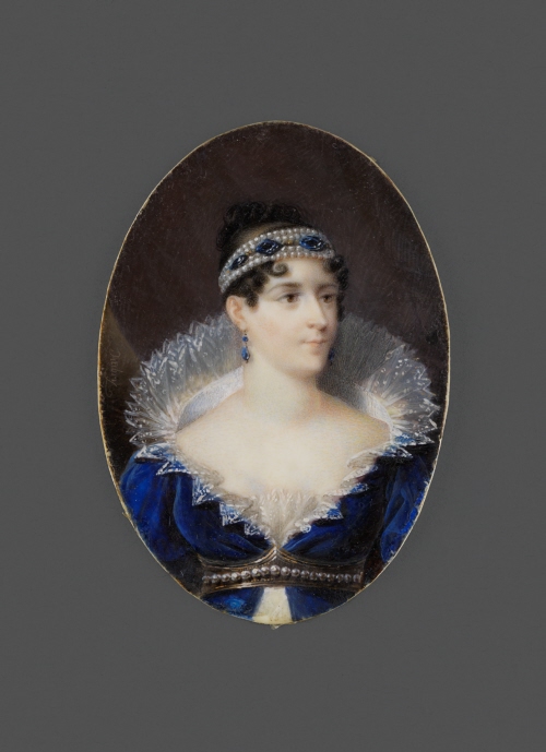 The pose recalls that in Prud'hon's portrait of Josephine The Empress Joséphine